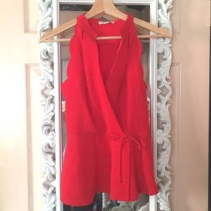 ❤️Red Scalloped Tie Career blouse!